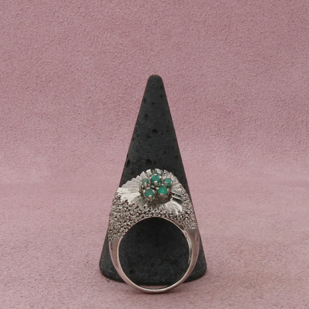 sterling silver vintage unique mexico emerald cluster ring size 6.25